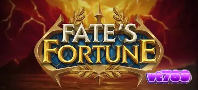 Tampilan visual slot Fate’s Fortune dengan elemen bertema dewa dan roda fitur.